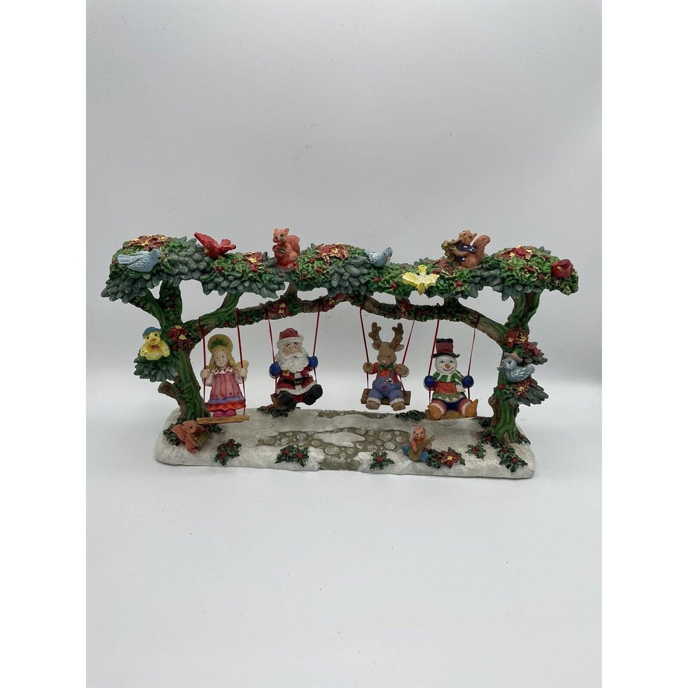 Vintage Jaimy Christmas Tree Swing Snowman Santa Clause Reindeer Bird 1996 Rare